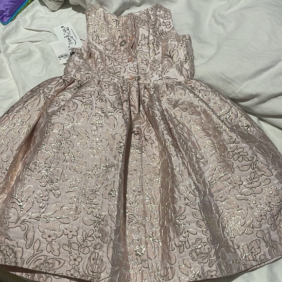 Pippa & Julie 6x pink gold floral brocade dress nwt dressy fancy shimmer - Picture 12 of 12
